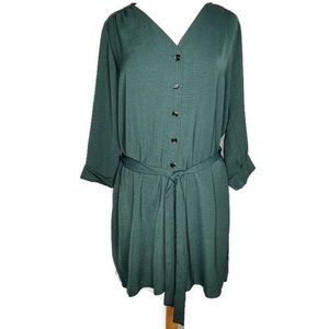 Papaya Woman Hunter Green Button Down Tunic